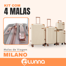 Kit de 4 Malas Milano™ em ABS Reforçado com Giro 360° e Design Antirrisco