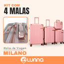 Kit de 4 Malas Milano™ em ABS Reforçado com Giro 360° e Design Antirrisco