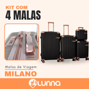 Kit de 4 Malas Milano™ em ABS Reforçado com Giro 360° e Design Antirrisco