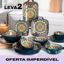 Jogo de Jantar Completo com 14 Peças em Cerâmica, com Estampa Elegante e Design Atemporal