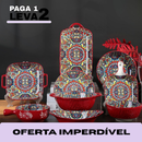 Jogo de Jantar Completo com 14 Peças em Cerâmica, com Estampa Elegante e Design Atemporal