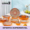 Jogo de Jantar Completo com 14 Peças em Cerâmica, com Estampa Elegante e Design Atemporal