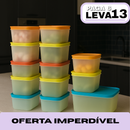 Kit com 13 Potes Herméticos com Tampas Antivazamento, Resistentes ao Freezer e ao Micro-ondas [Últimas Unidades]