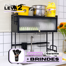 Escorredor de Pratos em Aço Inox  + BRINDE Kit Utensílios de Cozinha