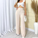 Calça GG Feminina Pantalona Wide Leg Duna com Botão Tendência 2026