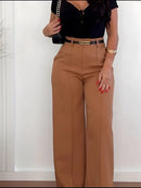 Calça Pantalona Alfaiataria Feminina com Cinto Cintura Alta Social Envio Imediato